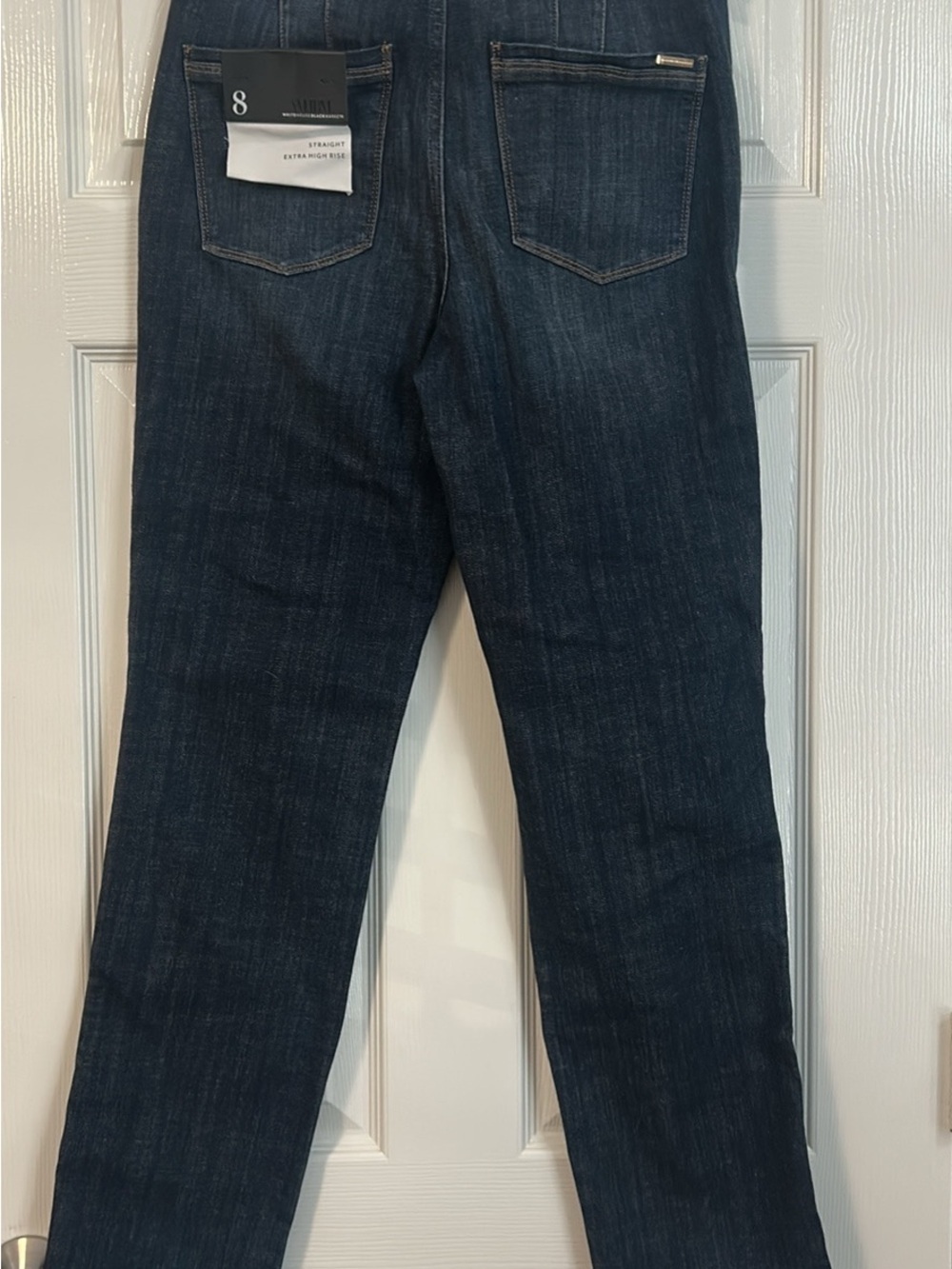 White House Black Market Dark Blue Straight High-Rise Jeans - Picture 2 of 2